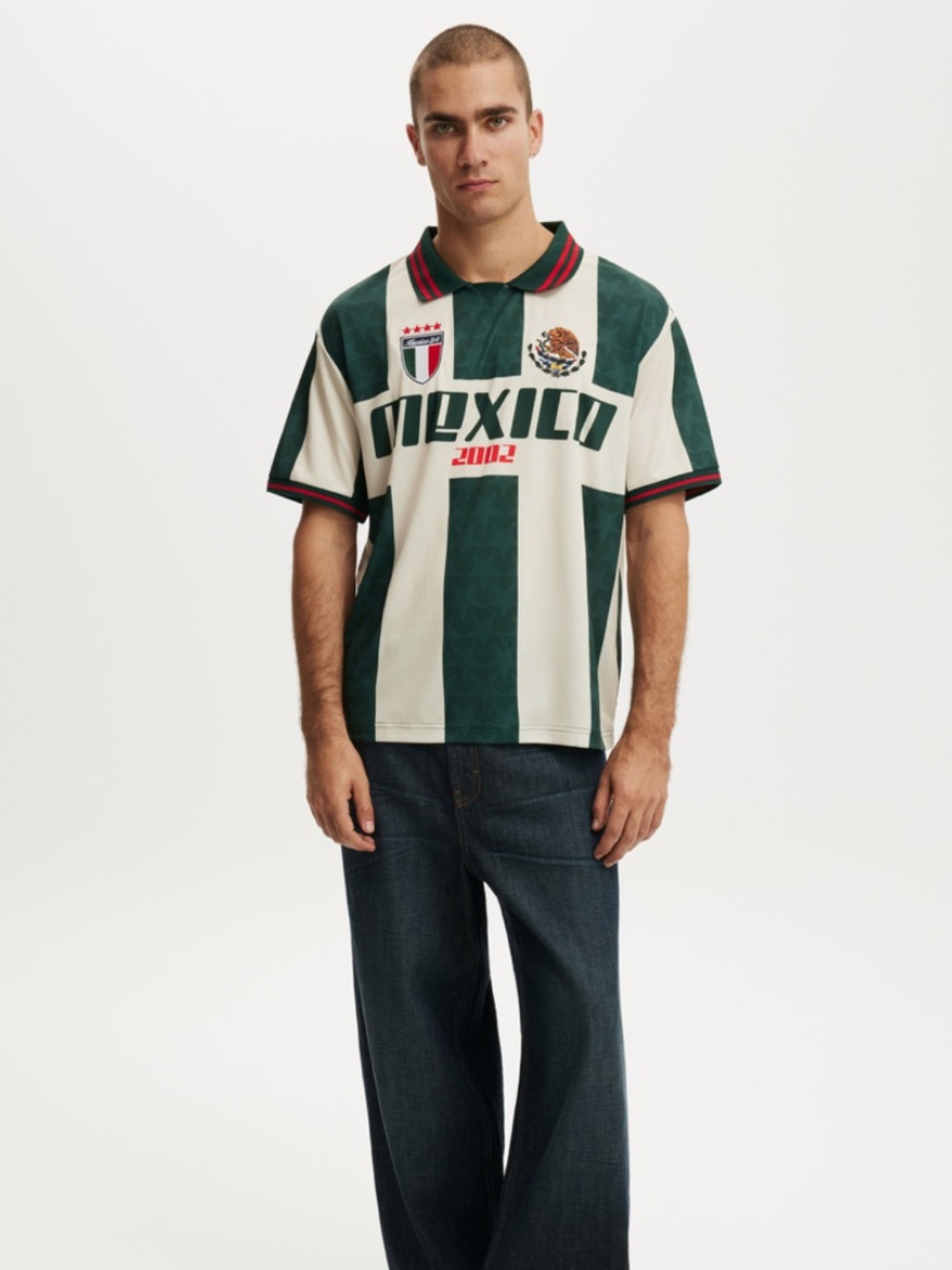 Cotton On Mexico 2002 Green & Cream Soccer Jersey XL - Picture 6 of 10